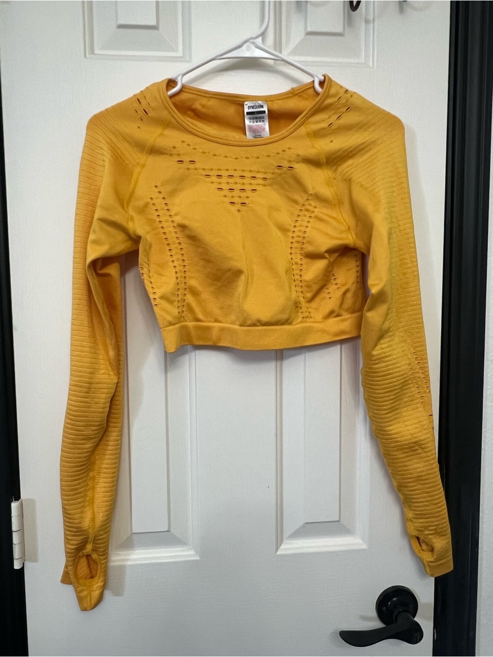 Gymshark Flawless Knit Long Sleeve Crop Top citrus yellow LARGE